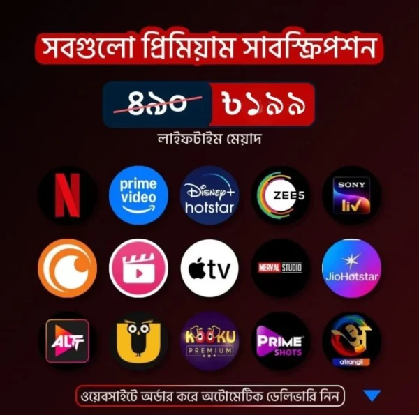 Ultra OTT Combo – সব জনপ্রিয় ওটিটি এক প্যাকেজে!